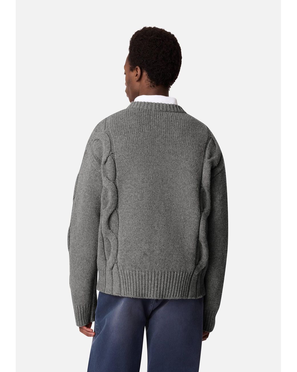 Axel Arigato Gray Beam Cable-Knit Sweater for men