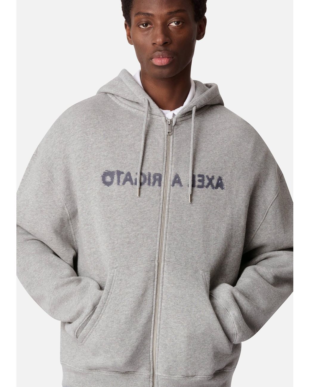 Axel Arigato Gray Rhys Zip Thru Hoodie for men