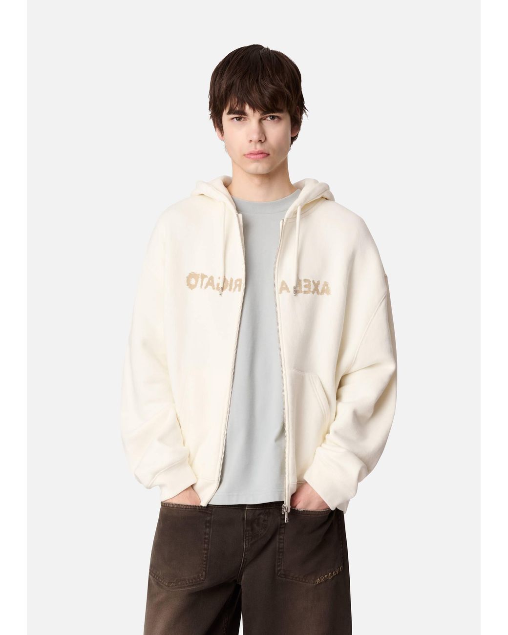 Axel Arigato White Rhys Zip Thru Hoodie for men