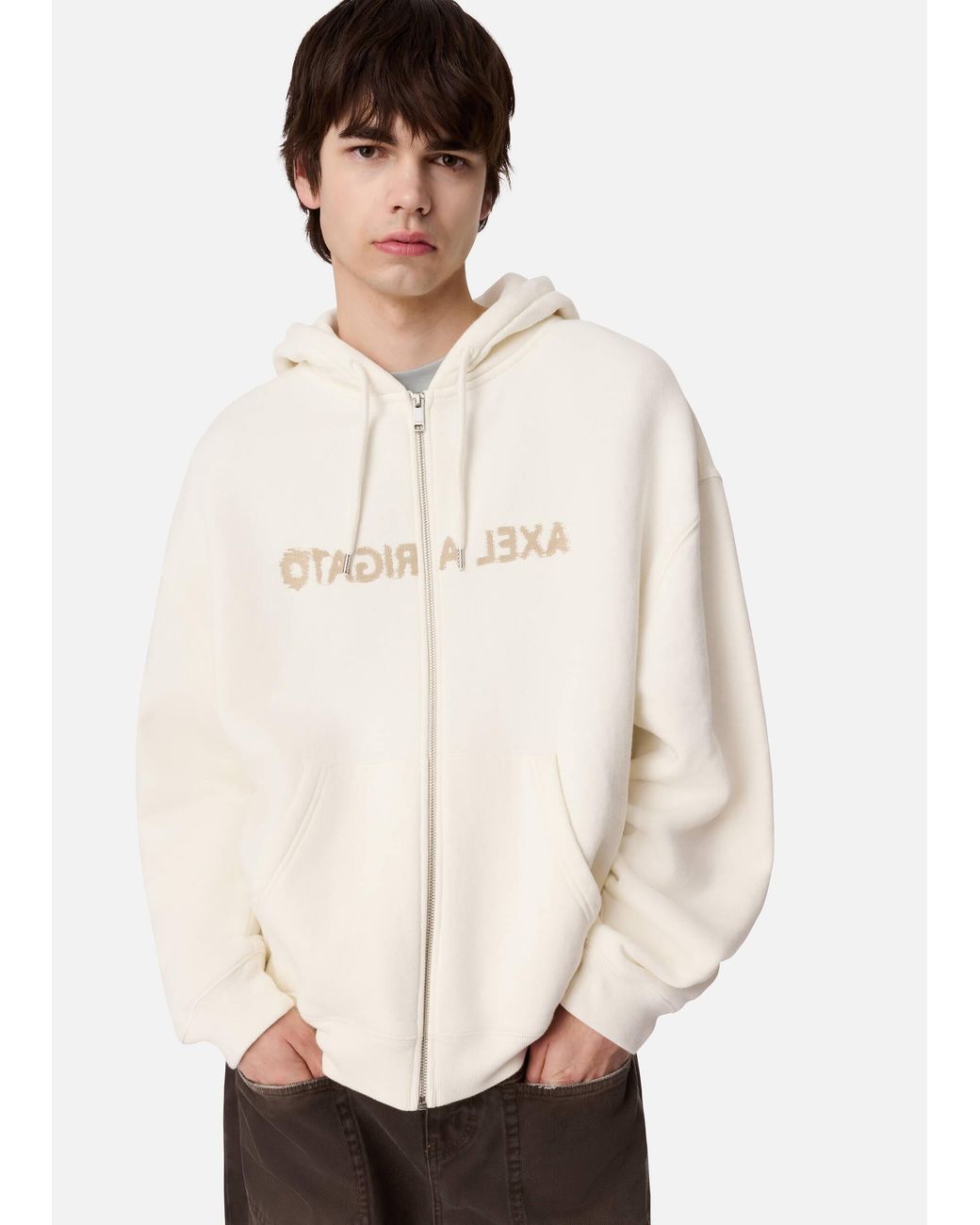 Axel Arigato White Rhys Zip Thru Hoodie for men