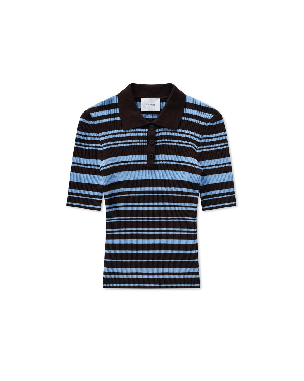 Axel Arigato Blue Anja Ribbed Polo Top