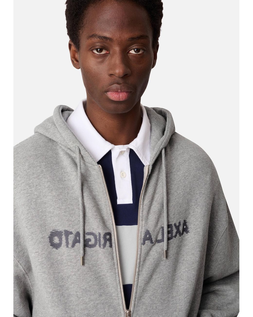 Axel Arigato Gray Rhys Zip Thru Hoodie for men