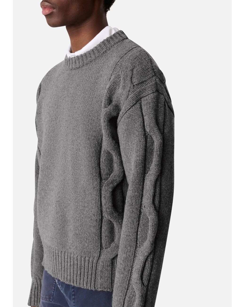 Axel Arigato Gray Beam Cable-Knit Sweater for men