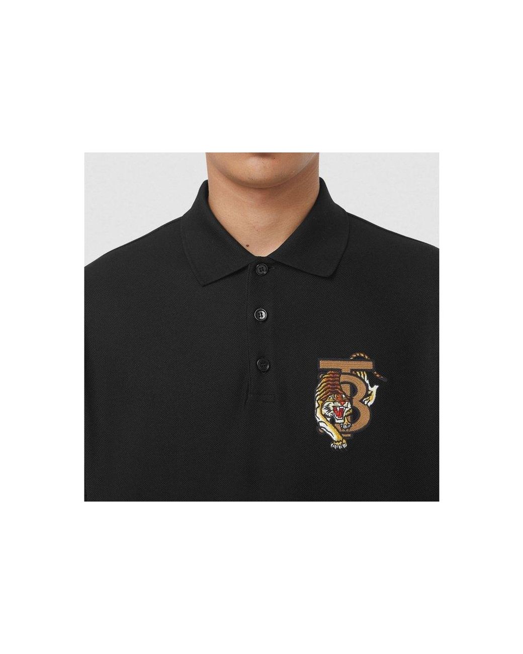 Burberry Tb Tiger Logo Oversized Polo T-shirt Black for Men | Lyst