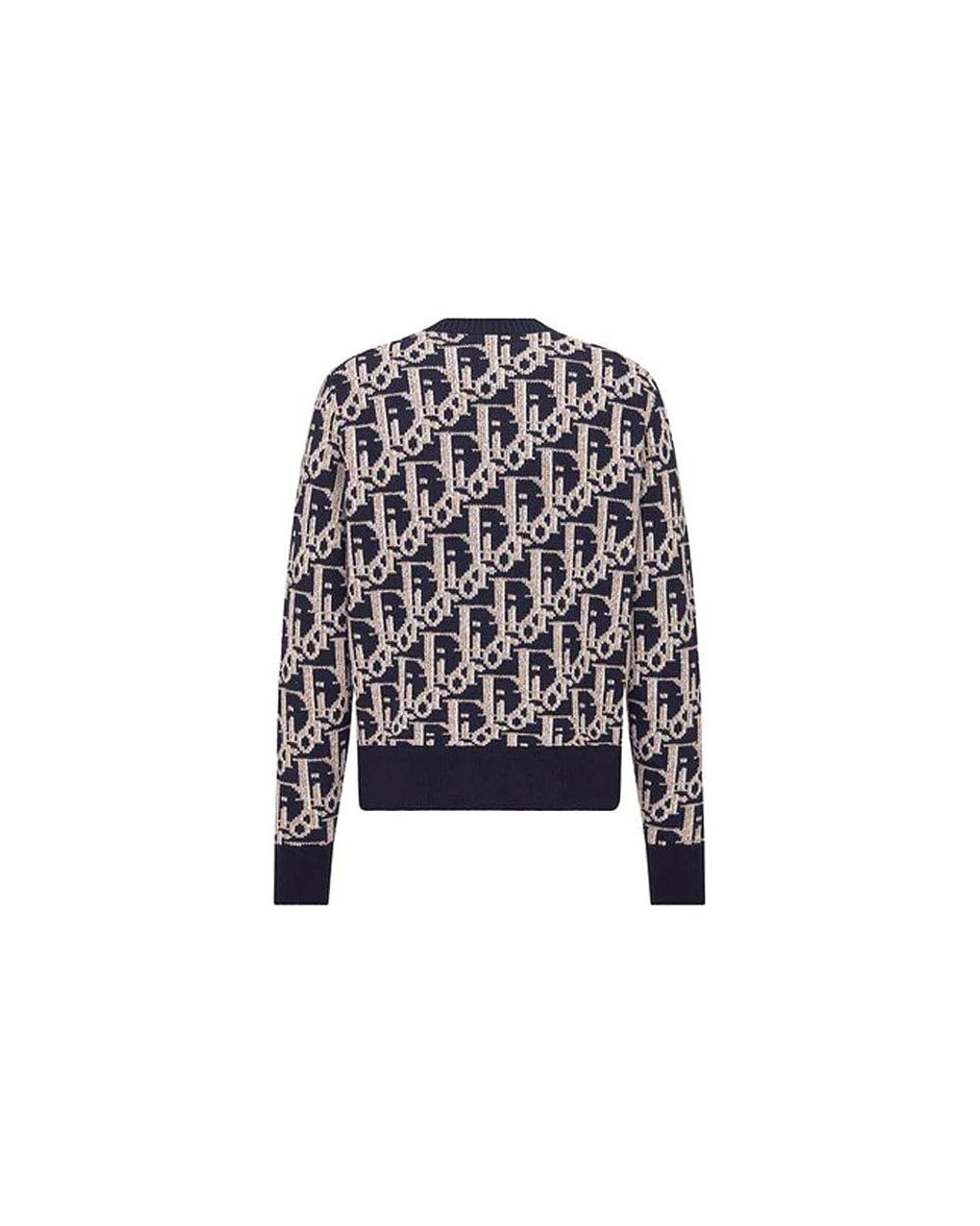 Dior Christian Oblique Jacquard Wool Sweater Beige Blue in Black for Men |  Lyst