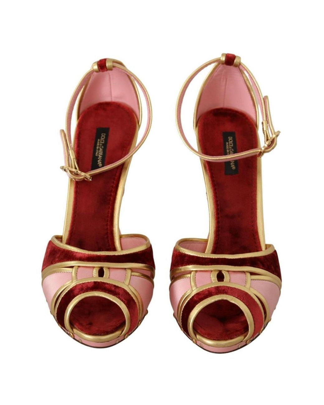Dolce & Gabbana Dolce Gabbana Pink Velvet Flower Strappy Sandals Shoes in  Brown | Lyst