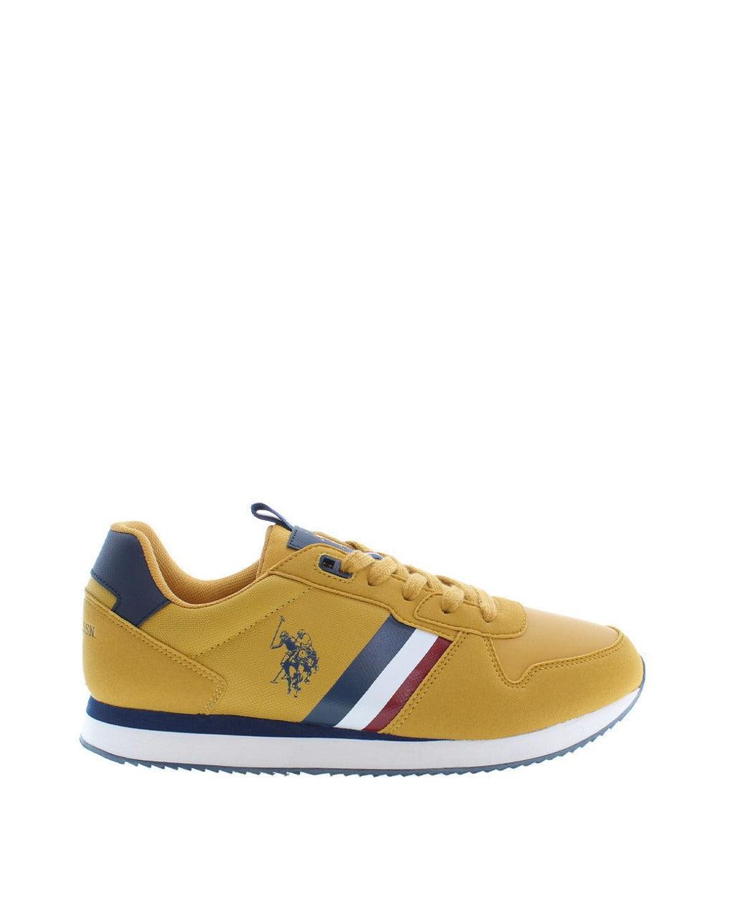 blue and yellow polo sneakers