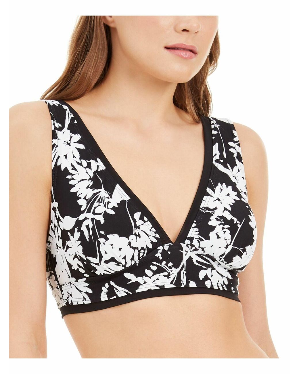 Tommy Hilfiger Synthetic Swimwear White Black Size Xl Floral Bikini Top |  Lyst