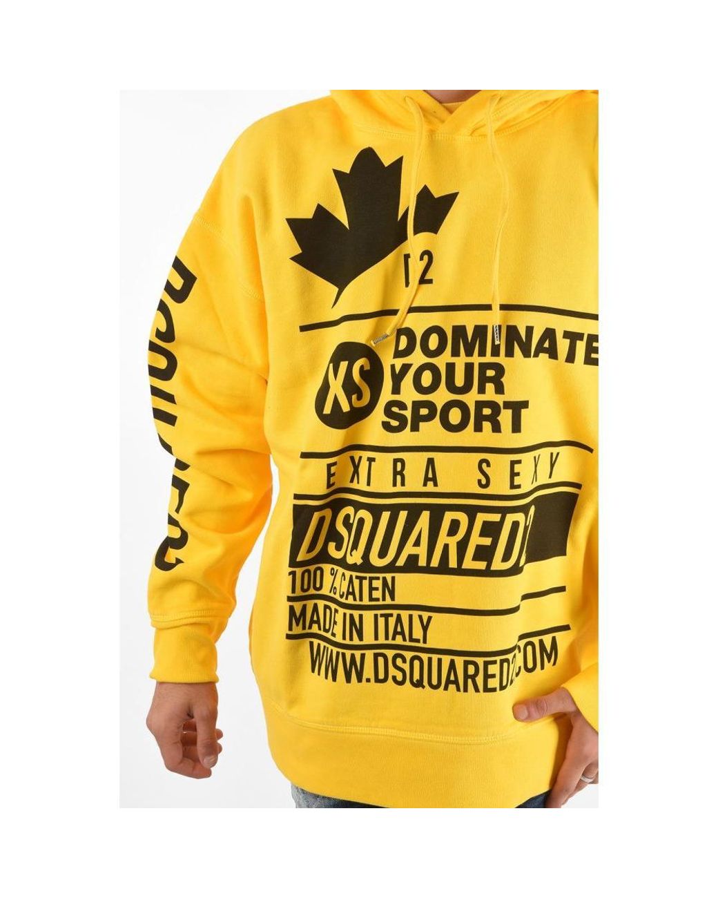 DSquared² Printed Slouch Fit Sweatshirt With Hood - Xl - Us in Yellow for  Men | Lyst