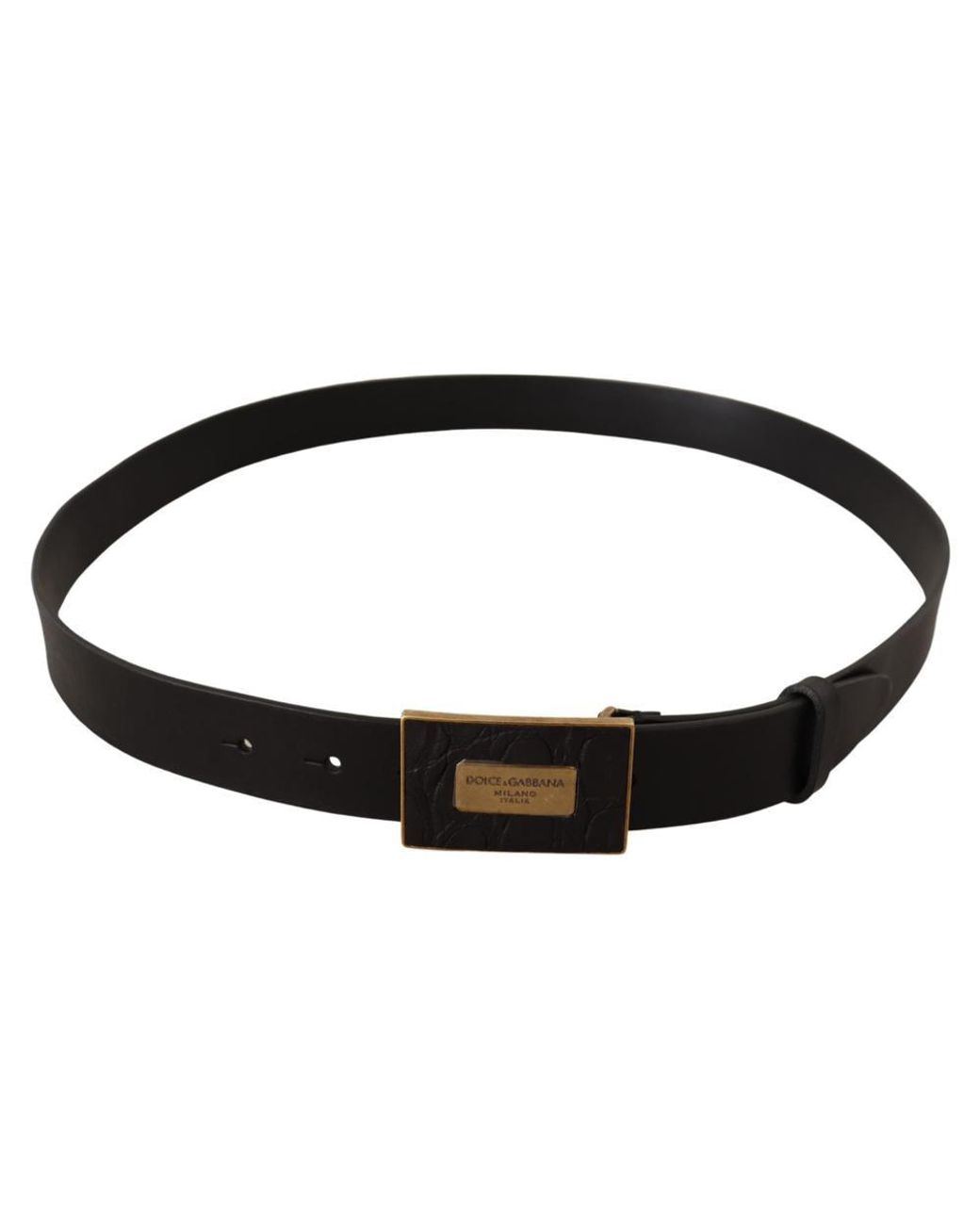 Dolce & Gabbana Leather Square Buckle Cintura Belt in Black for Men | Lyst