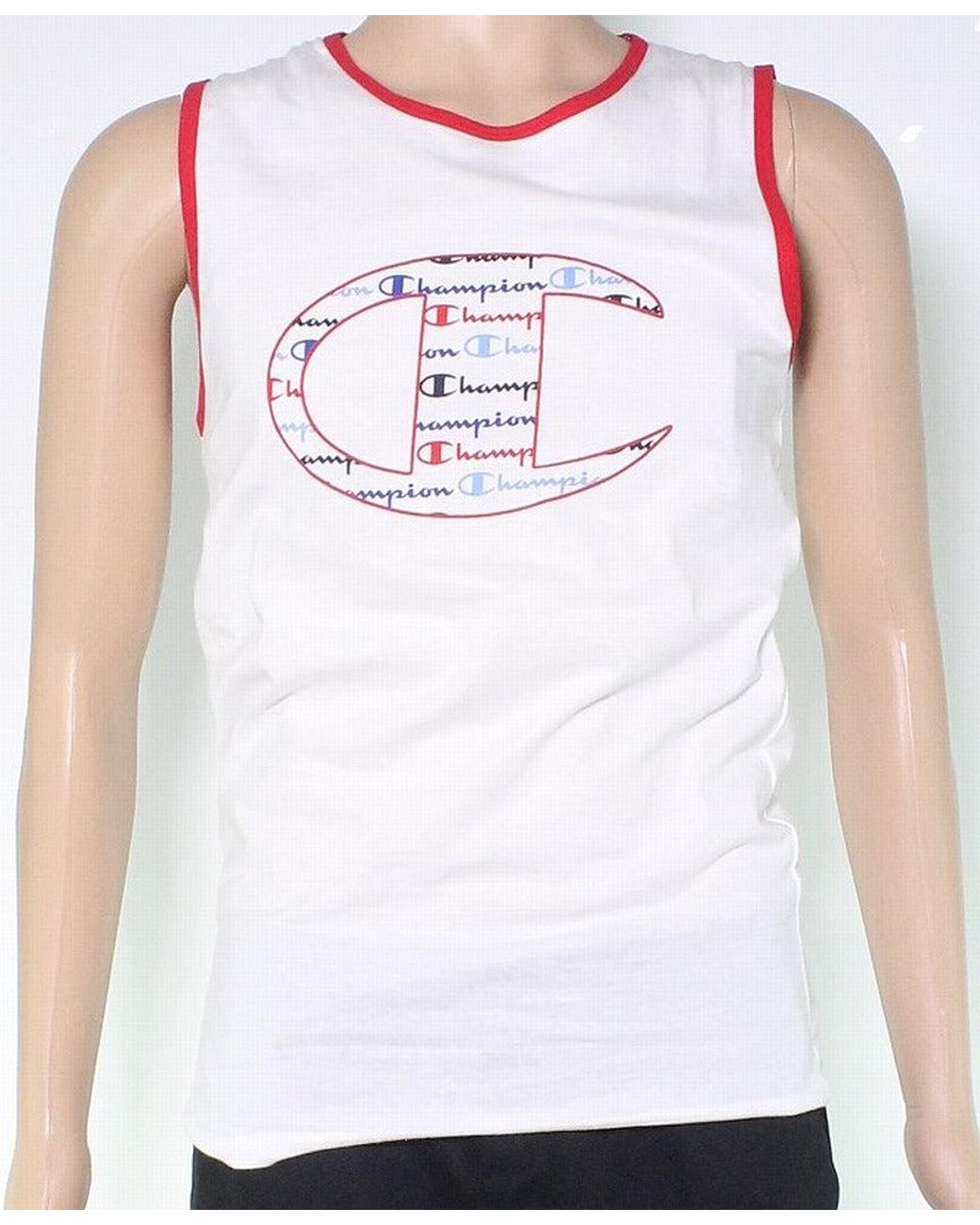 Champion Men's T-Shirt Size Small S Graphic Front Logo Tank Top - White