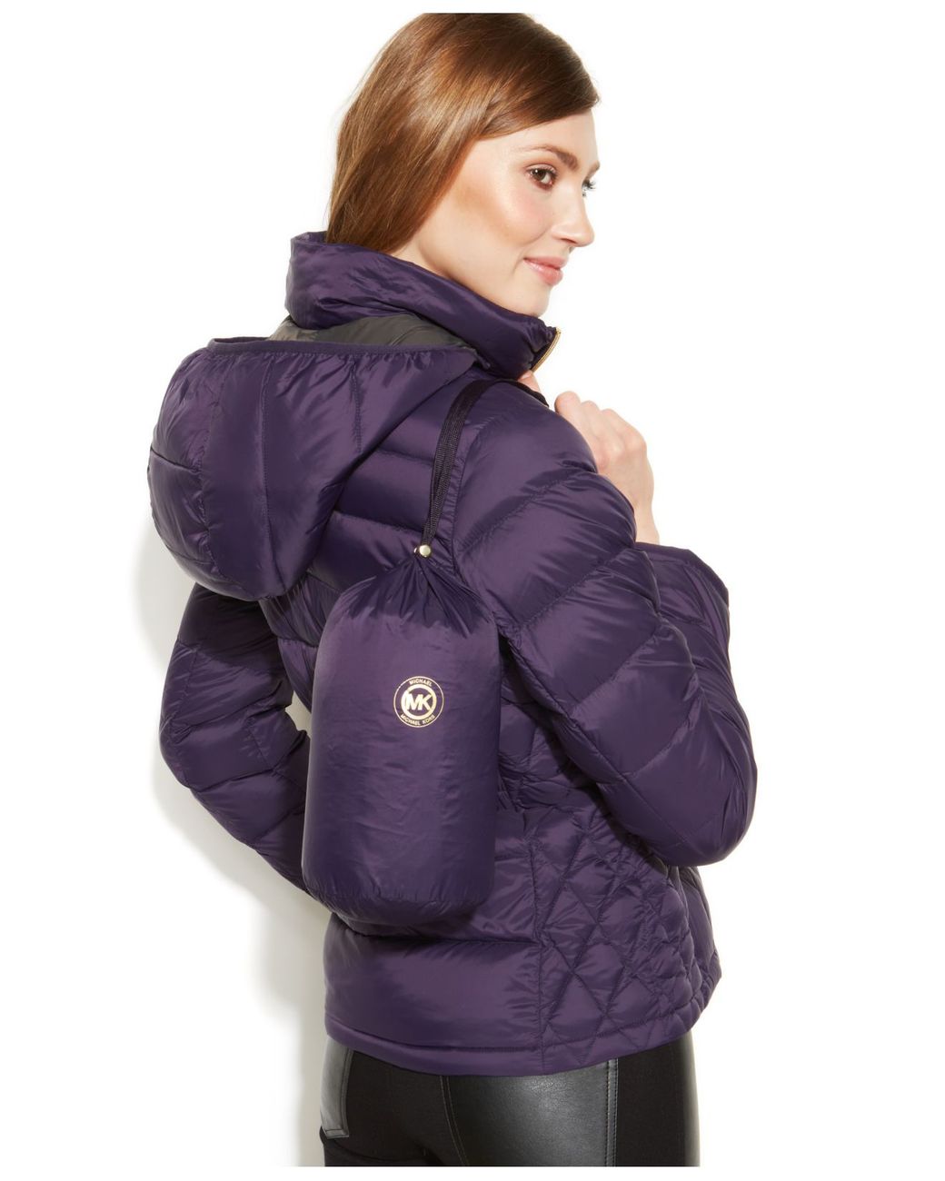 Michael Kors Michael Petite Hooded Down Packable Coat in Purple Lyst
