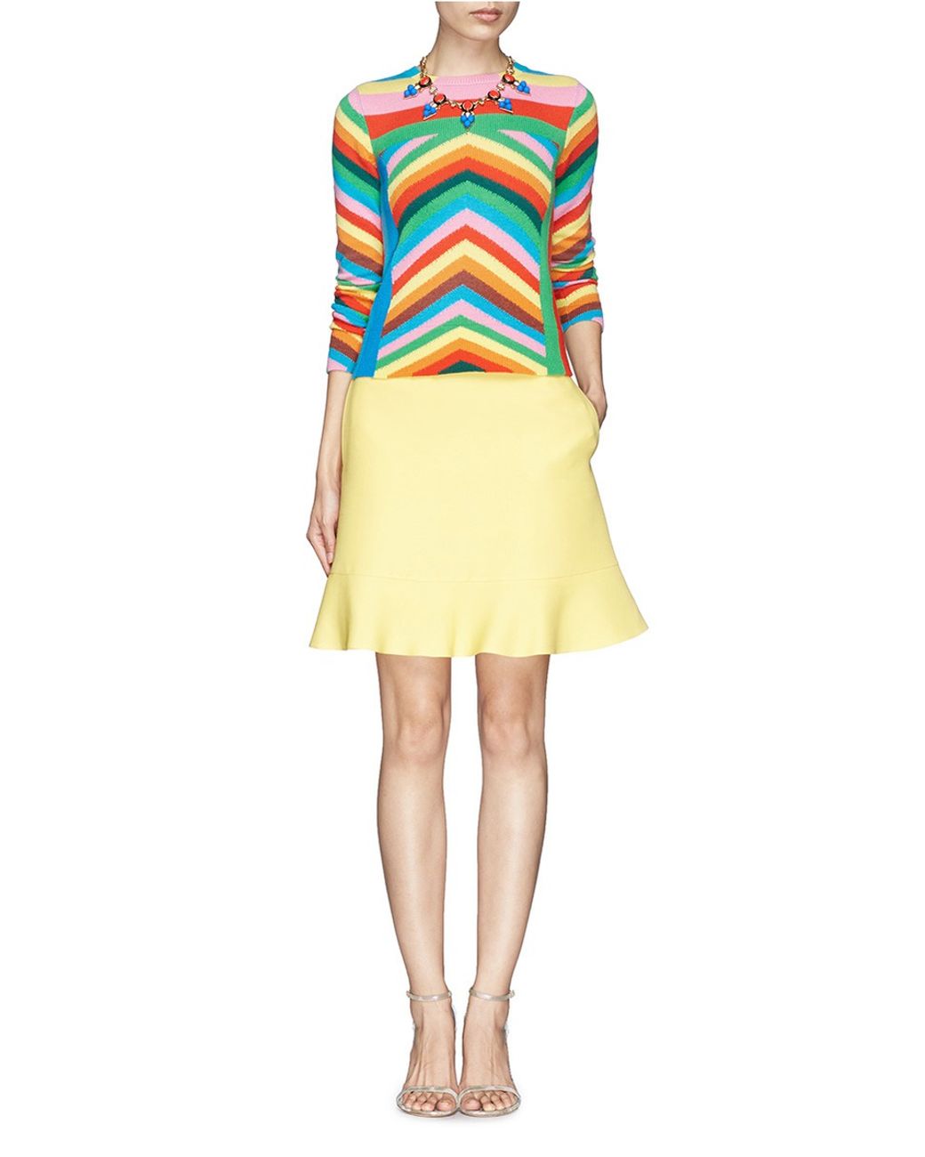 Valentino 1973 Chevron Stripe Cashmere Sweater in Red Lyst