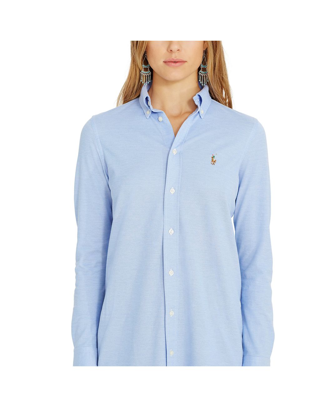 Polo Ralph Lauren Knit Oxford Shirtdress in Blue | Lyst