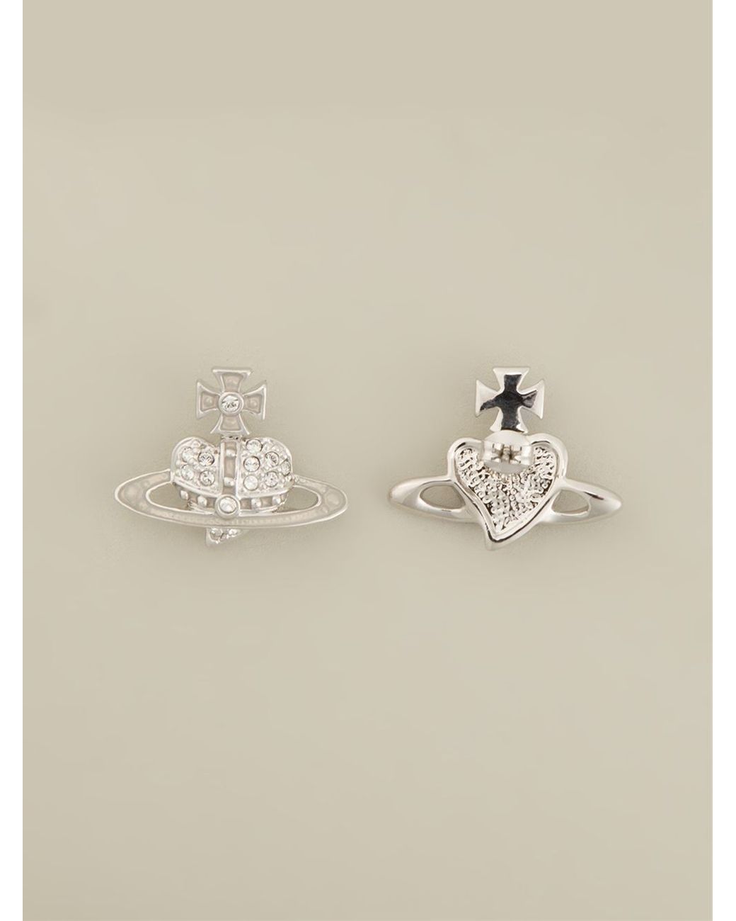 Vivienne Westwood reverse Heart Earrings in Metallic Lyst UK