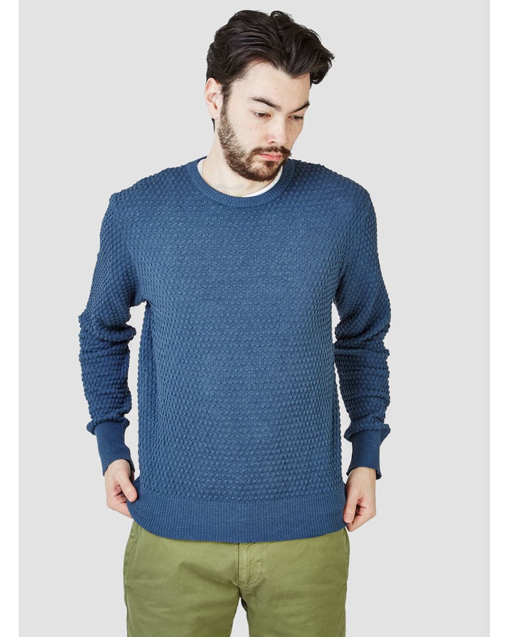 G.R.P Cotton Bubble Knit Jumper Blue 