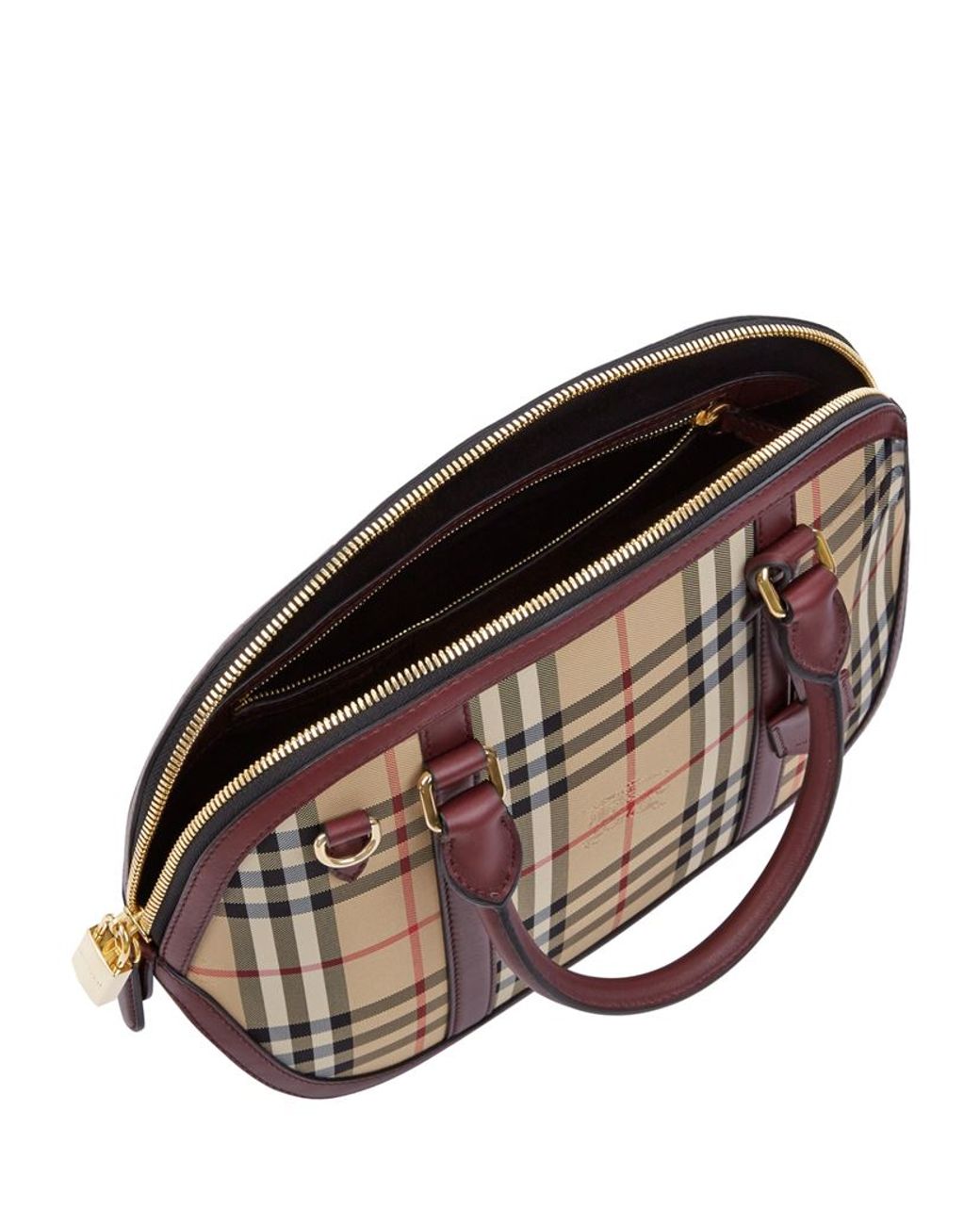 Burberry Leather Small Orchard Horseferry Check Bowling Bag in Brown | Lyst  Canada