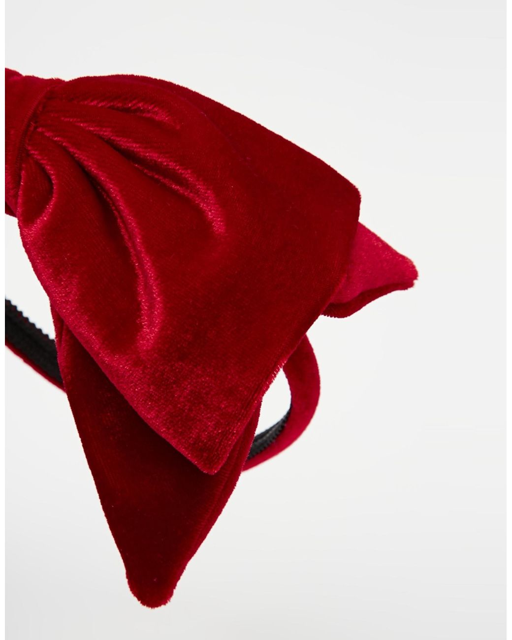 ASOS Velvet Bow Headband in Red | Lyst