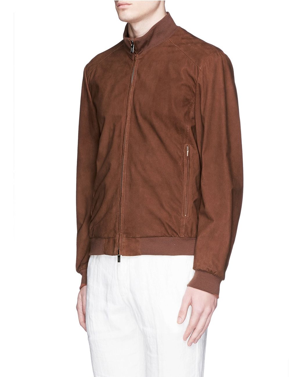 Armani Suede Blouson Jacket in Brown for Men Lyst