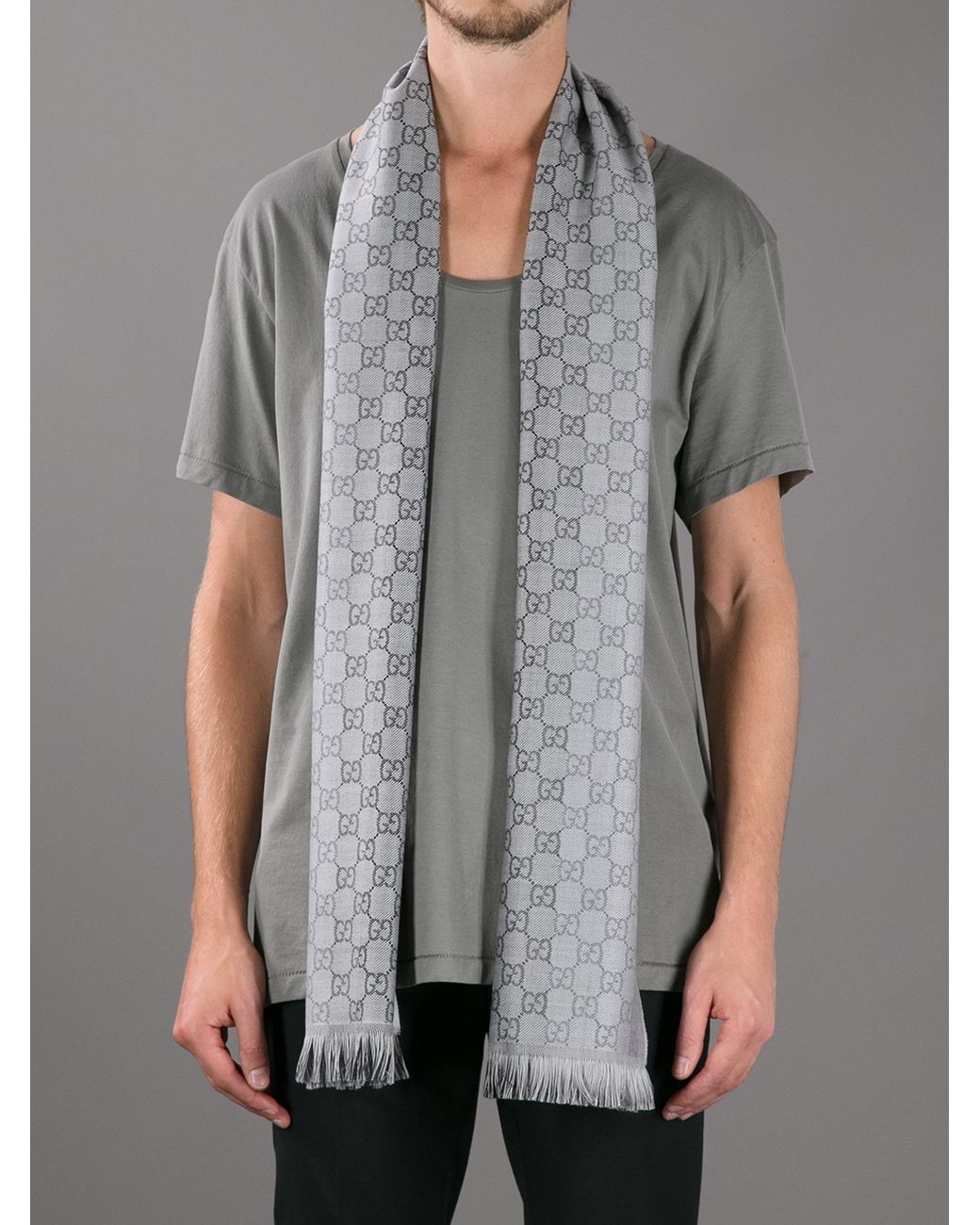 Aas Voorouder Rendezvous Gucci Branded Mixed Print Scarf in Gray for Men | Lyst