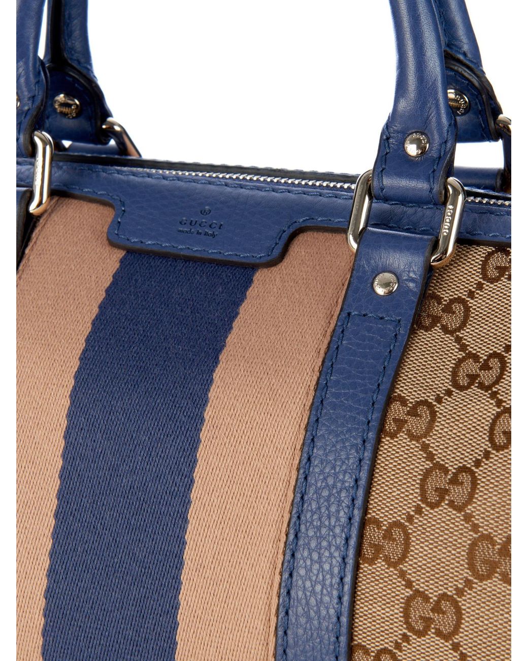 Gucci Blue & Original GG Canvas Boston Bag Medium QFB23YJYN7054