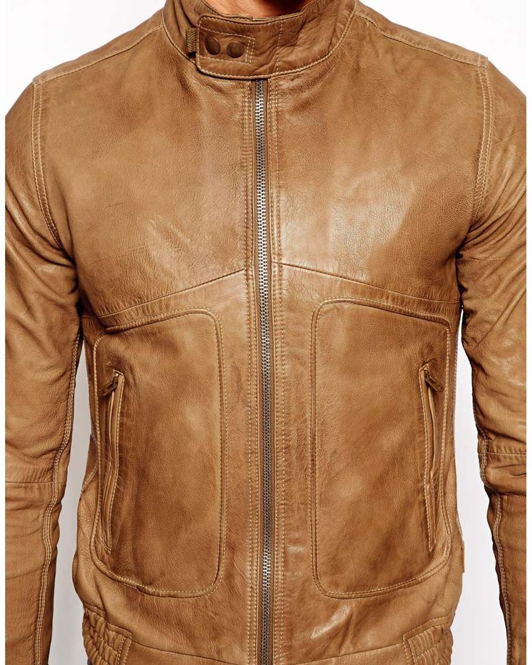 G-Star RAW Leather Jacket in Brown for 