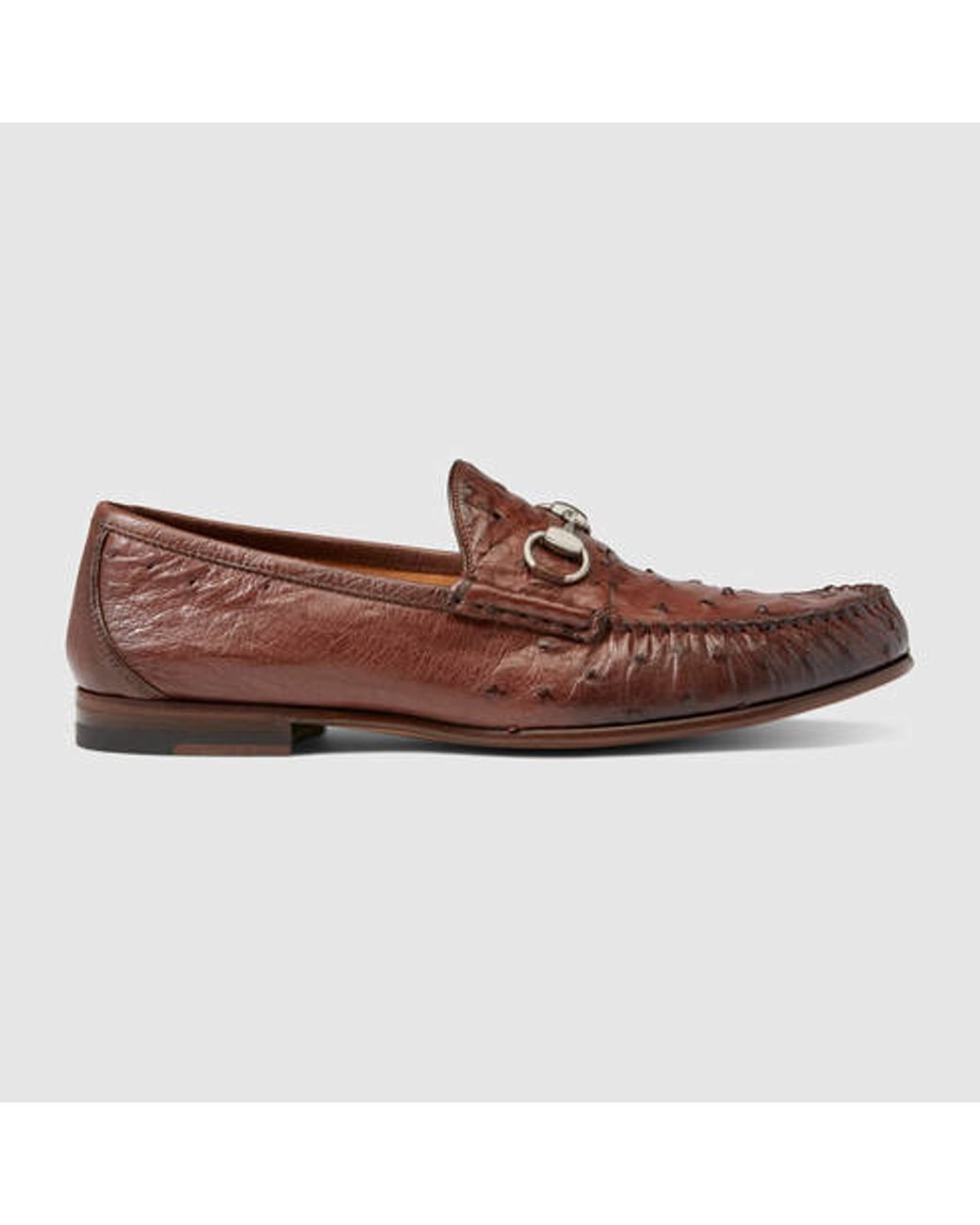 Gucci Horsebit Ostrich Loafer in Brown for Men Lyst