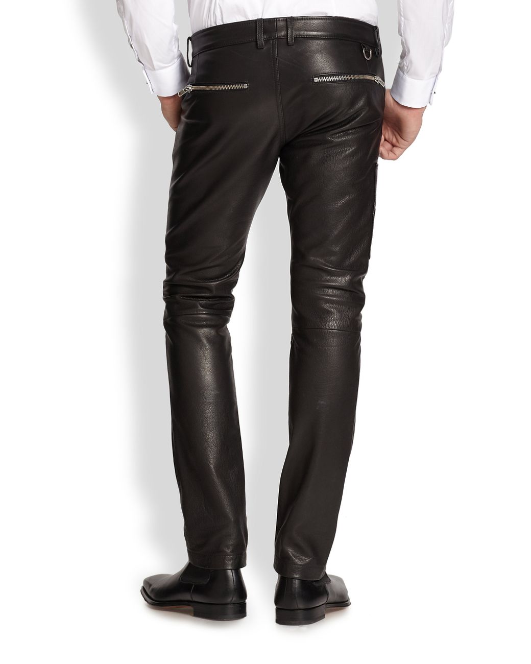 DIESEL Zip-Pocket Leather Pants in Black for Men | Lyst