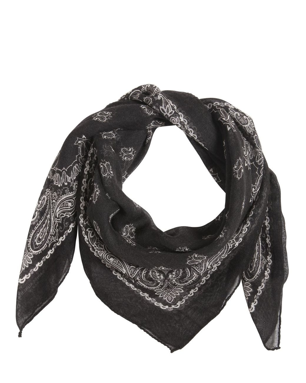Saint Laurent Printed Silk Cashmere Bandana Scarf in Black | Lyst