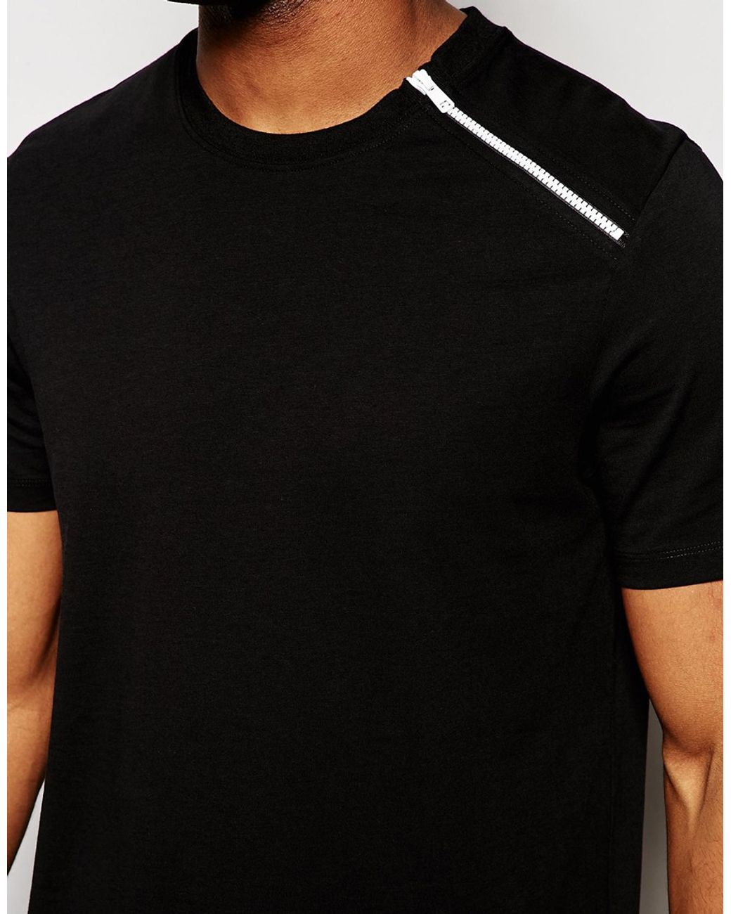 Shoulder zip outlet t shirt