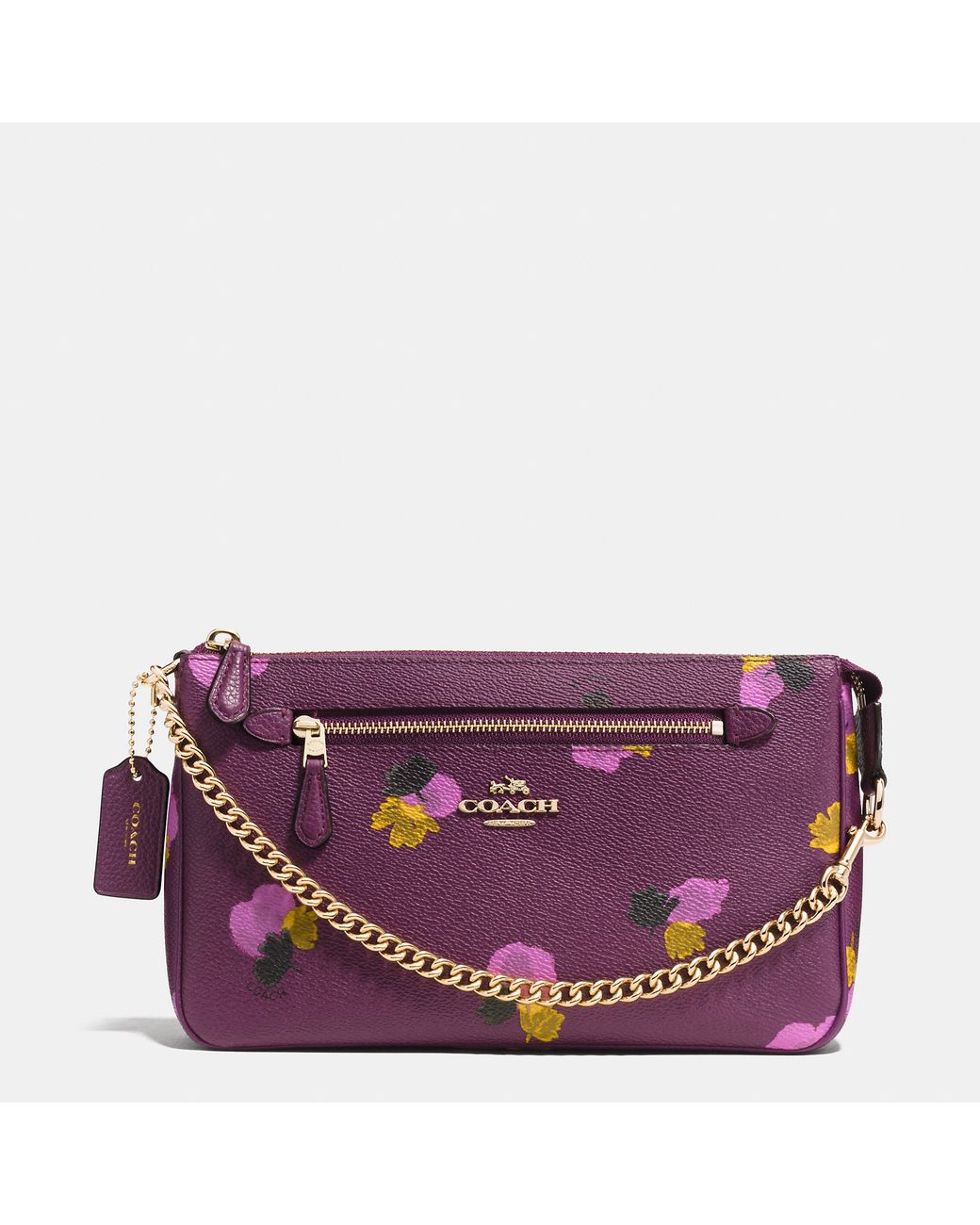 Coach, Bags, Classic Coach Wristlet Signature Brown Canvas With Pop Of  Pink Colour