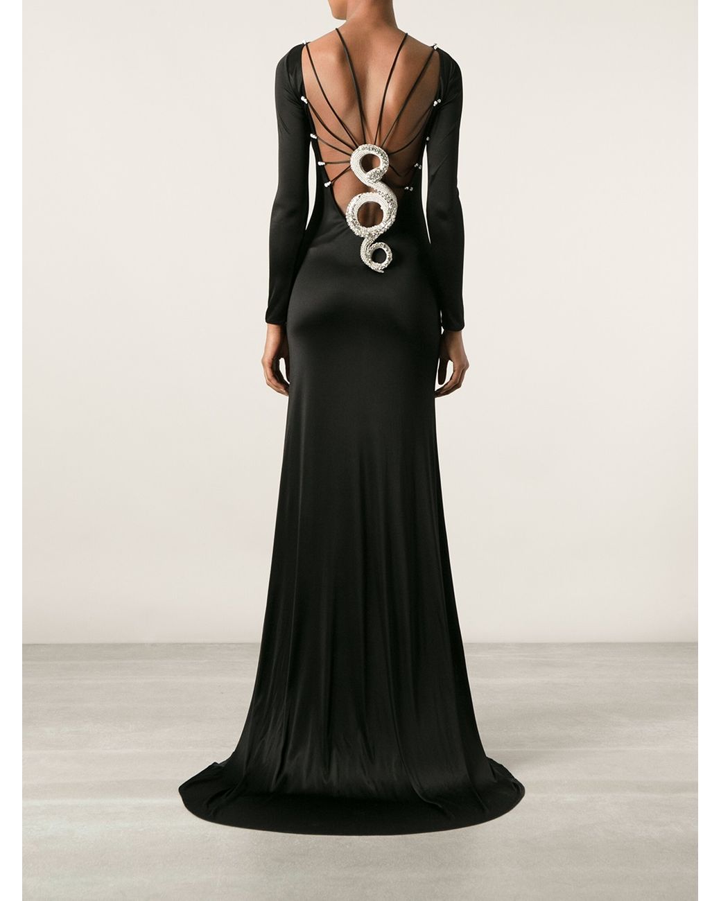 Roberto Cavalli Snake Back Evening Dress in Black | Lyst