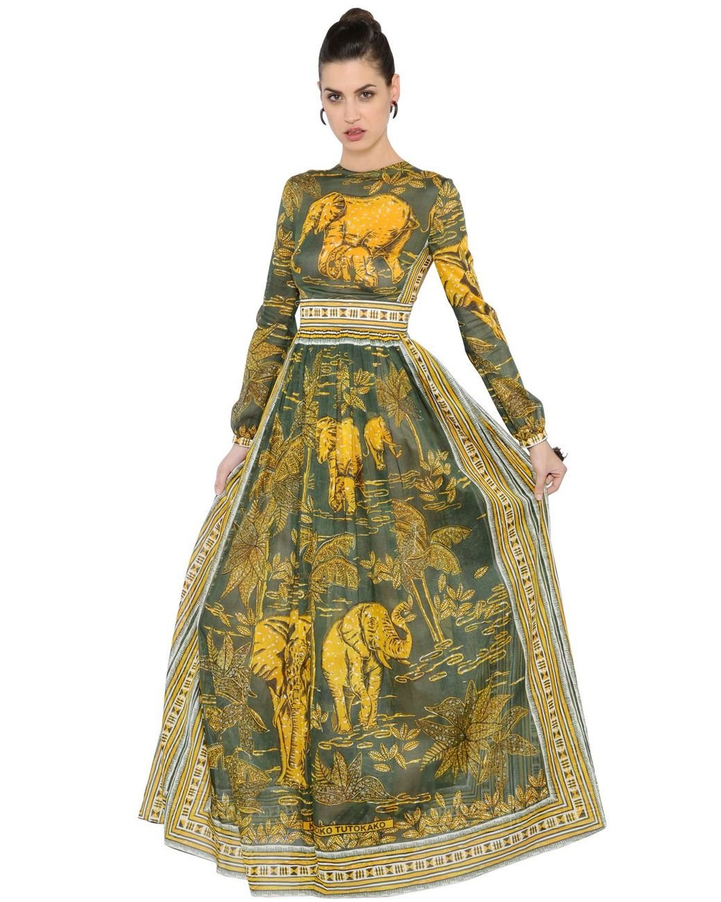 Valentino Elephant Printed Cotton Muslin Dress Lyst