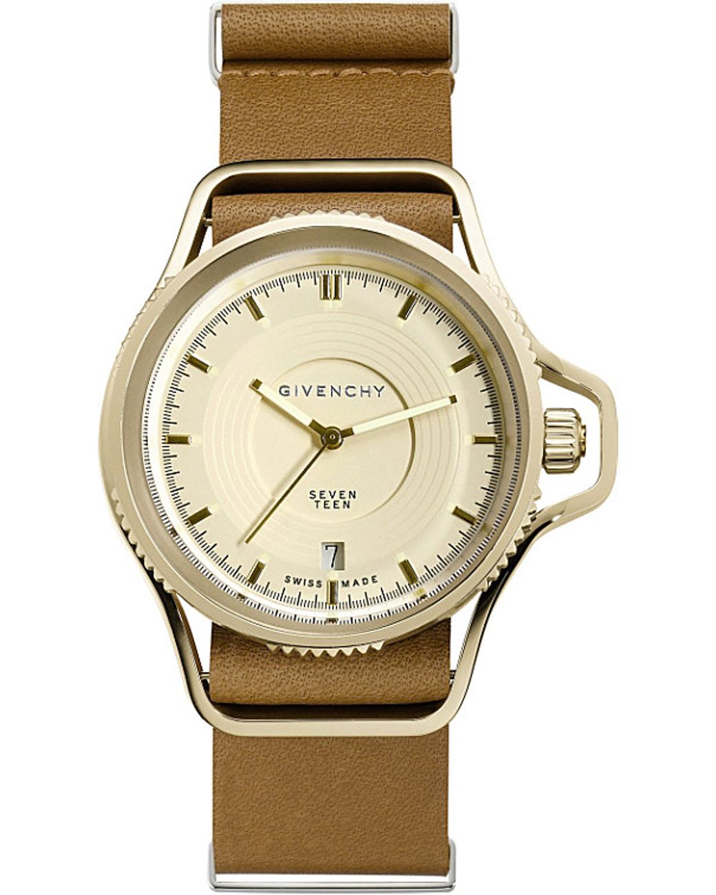 Givenchy Gy100181s02 Seventeen Yellow Gold-plated And Leather Watch in  Brown for Men | Lyst
