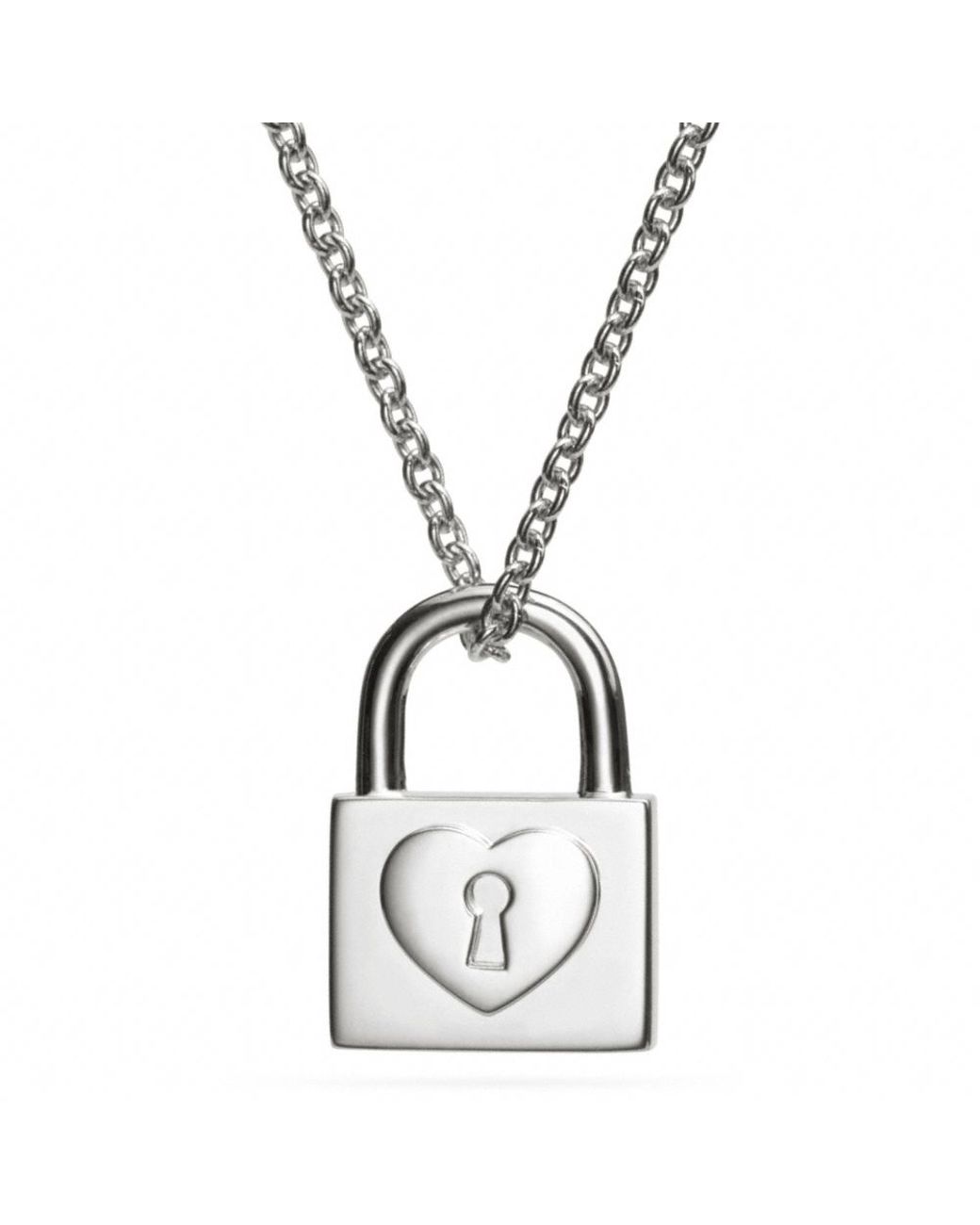 COACH Sterling Padlock Necklace in Metallic Lyst