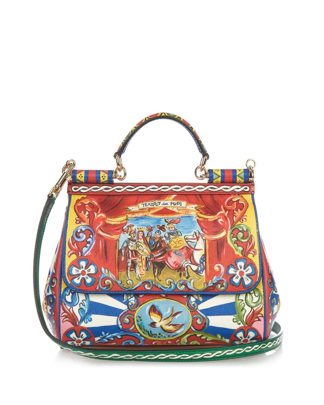 Dolce & Gabbana Sicily Medium Carretto-print Leather Bag in Red | Lyst
