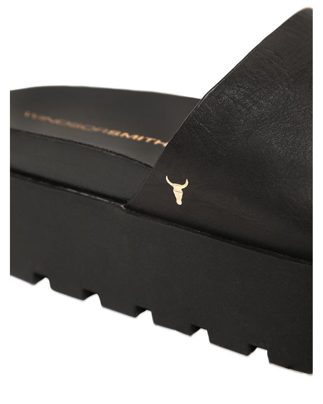 Windsor Smith Leather Platform Slides in Black | Lyst