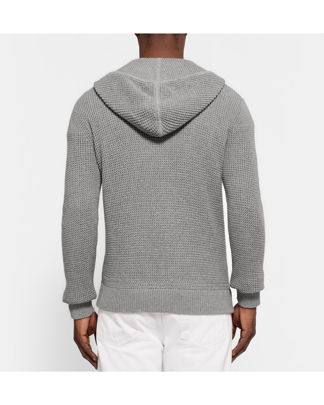 Polo Ralph Lauren Waffle-knit Cotton And Cashmere-blend Zip-up Hoodie in  Grey for Men | Lyst UK