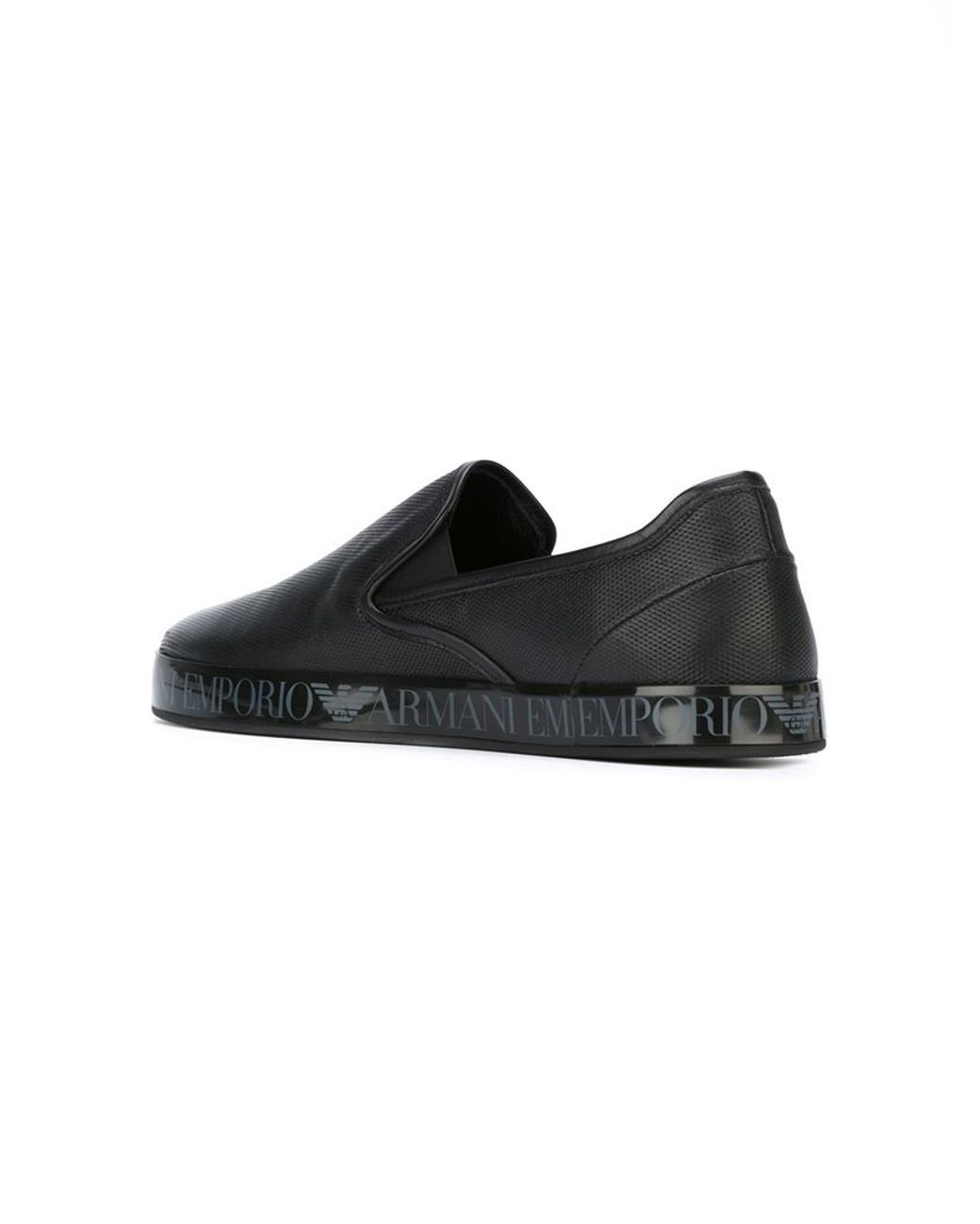 Emporio Armani Slip-on Sneakers in Black for Men | Lyst