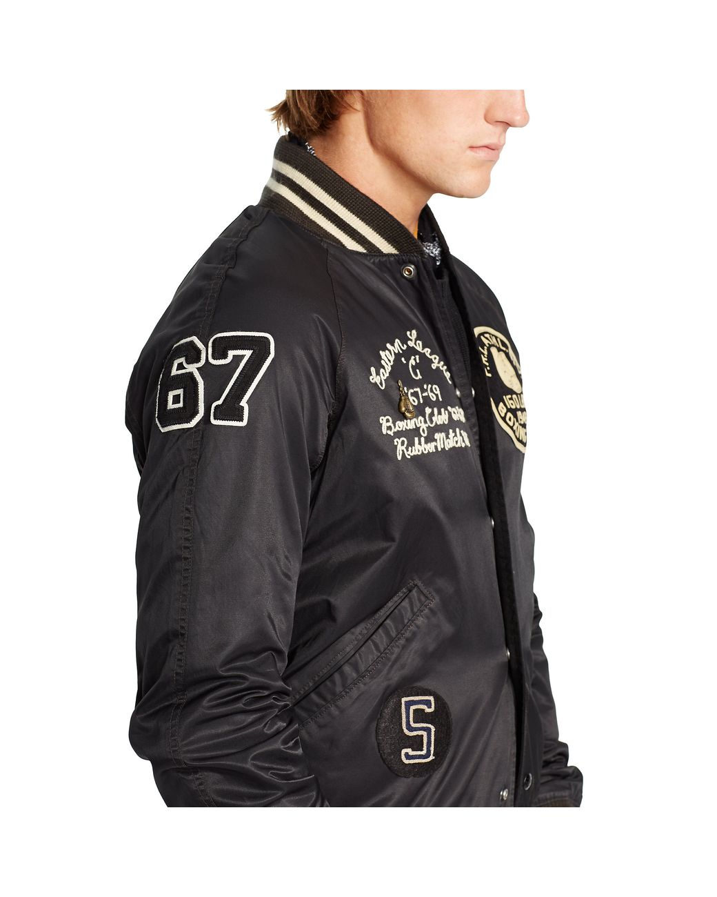 Ralph Lauren Reversible Varsity Jacket in Black for Men | Lyst