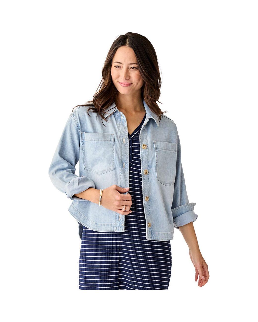 Carve Designs Flora Denim Shacket in Blue | Lyst
