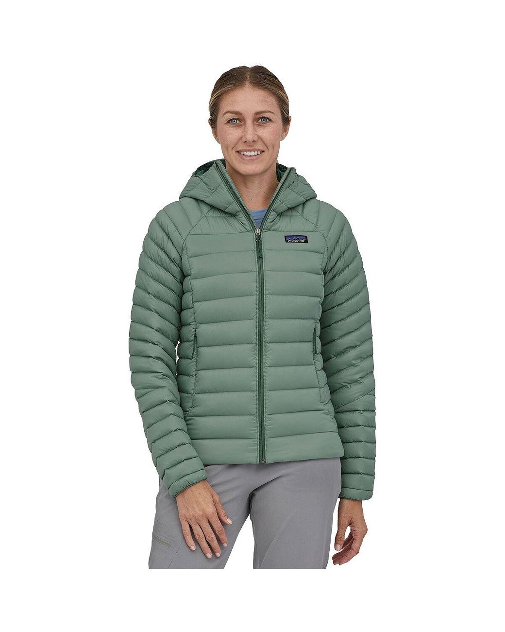 Patagonia Down Sweater Full-Zip Hooded Jacket in Green | Lyst