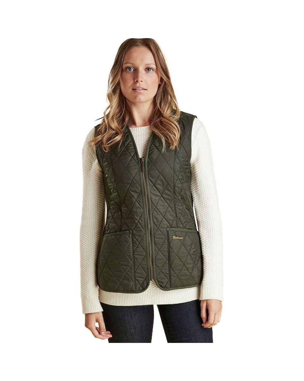 Barbour Synthetic Betty Interactive Gilet in Dark Olive (Black) - Save ...