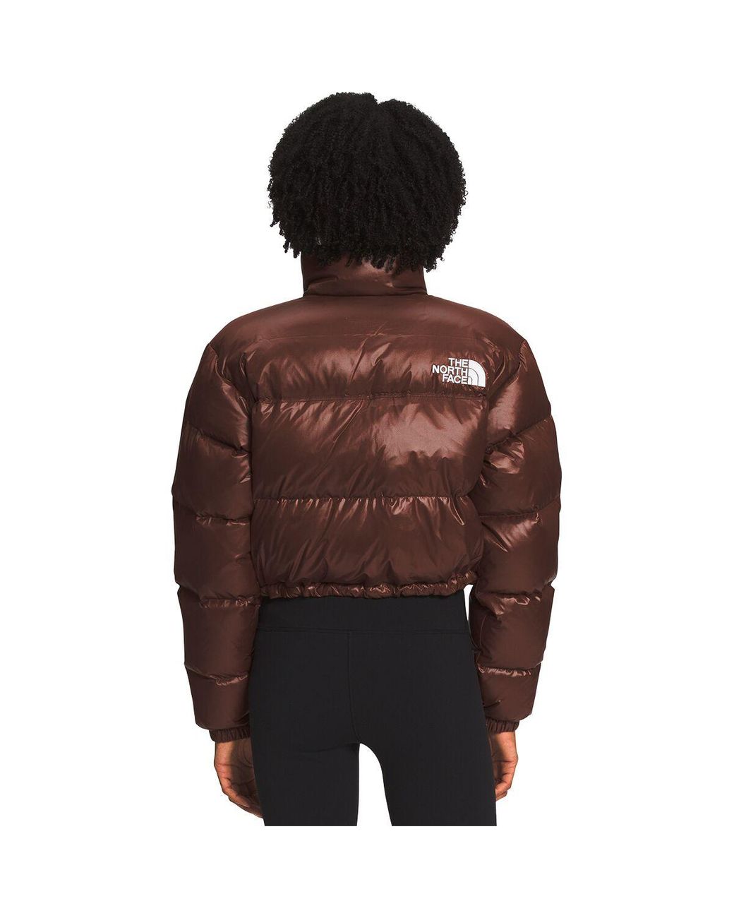 The north face nuptse cropped jacket brown Clearance