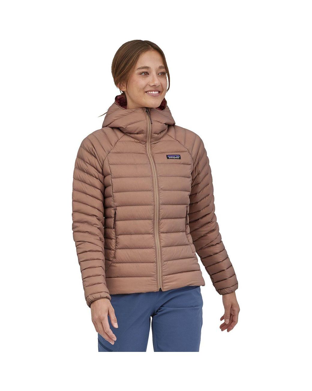 Patagonia Down Sweater Full-zip Hooded Jacket in Brown | Lyst