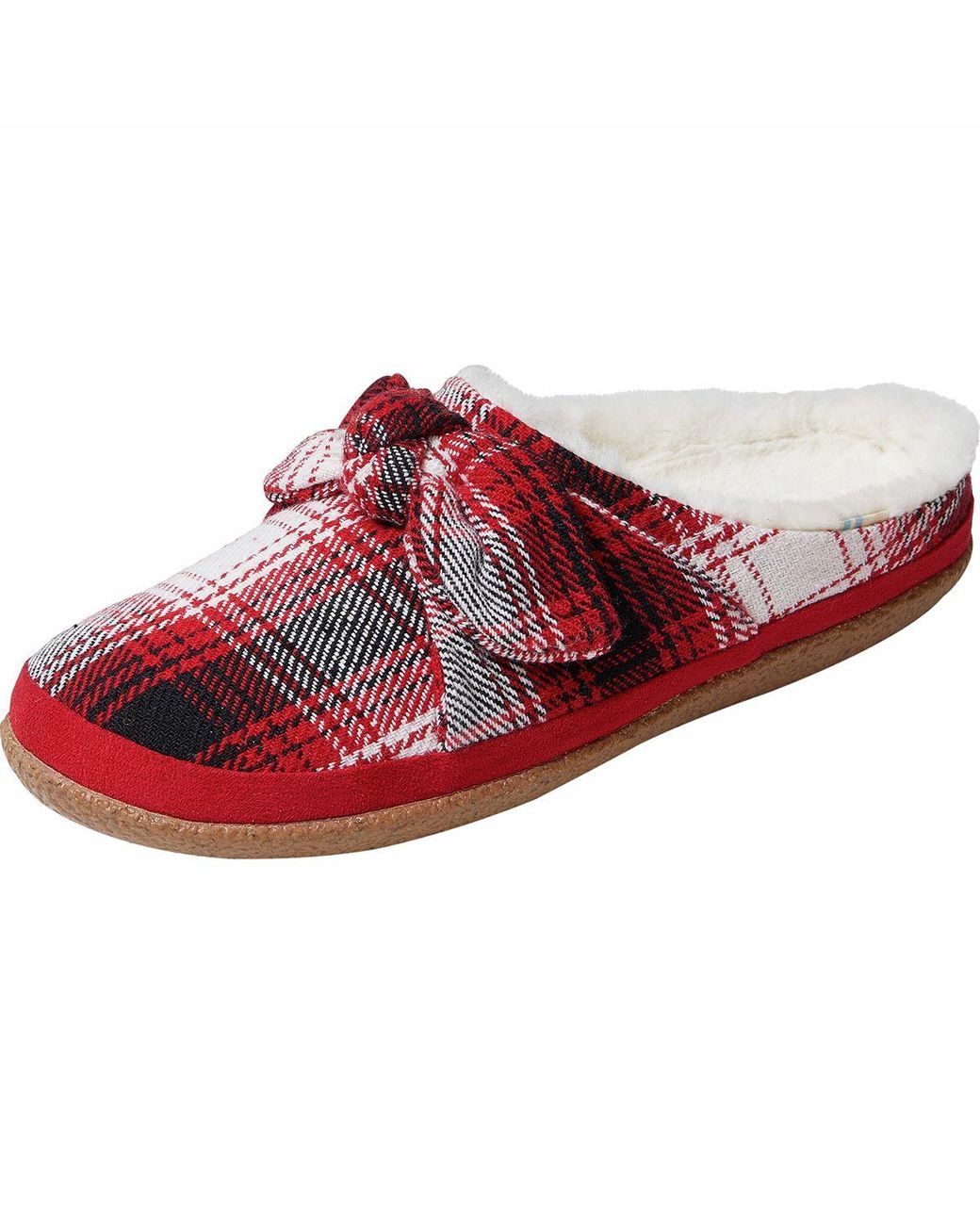 TOMS Red Plaid And Bow Women s Ivy Slippers Lyst