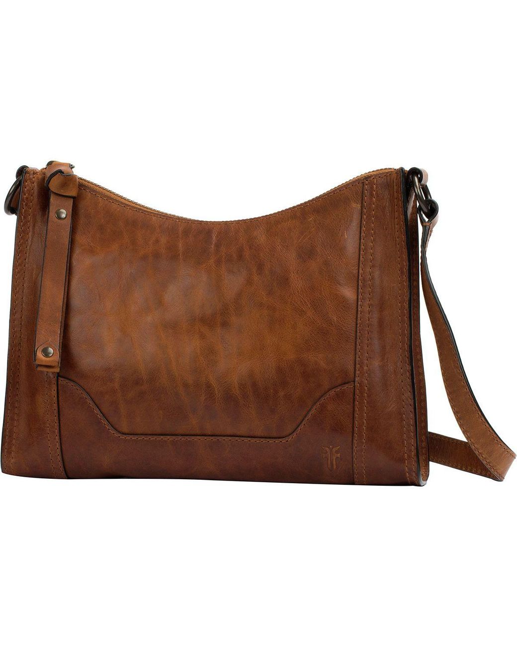 frye melissa back zip cognac
