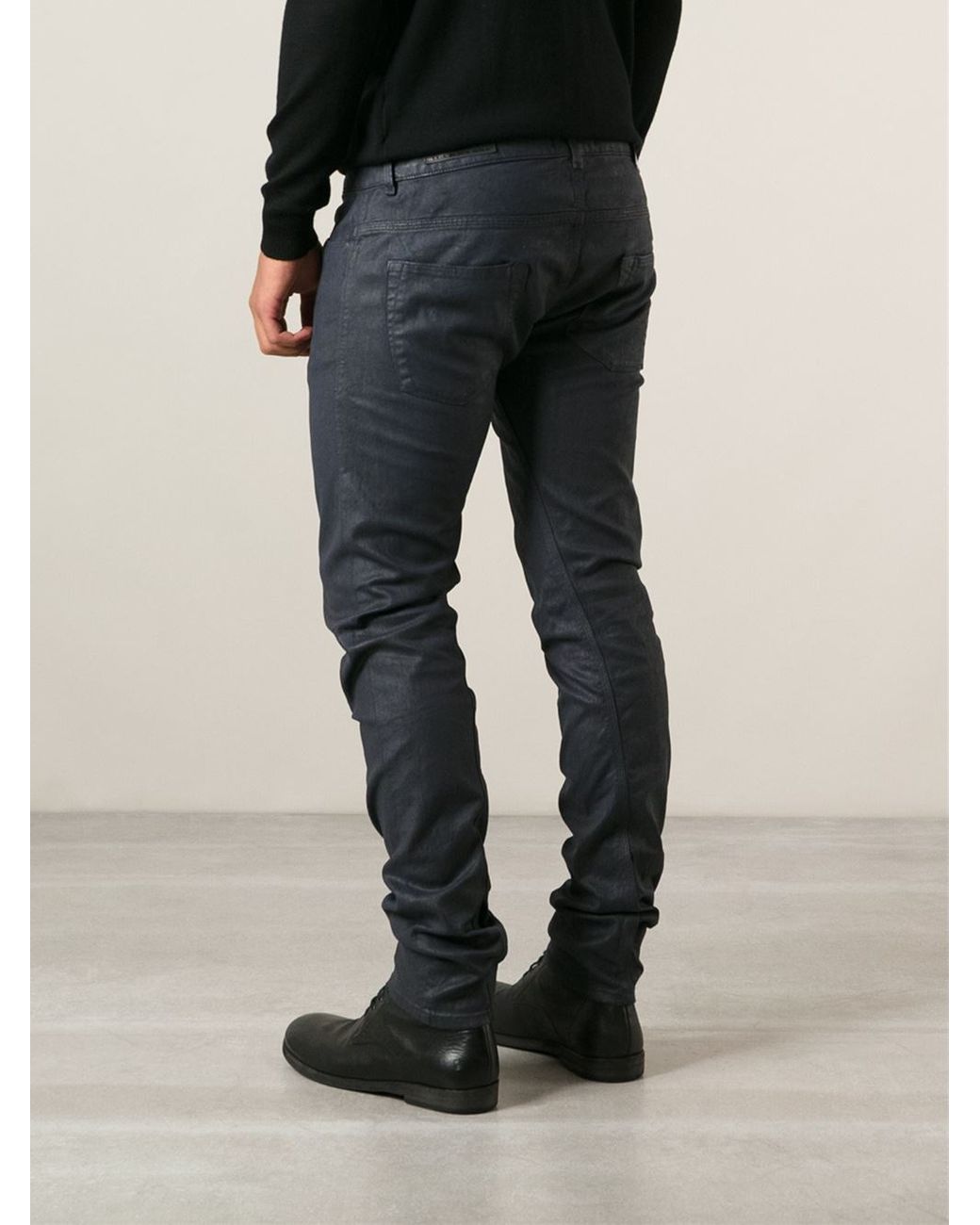 DIESEL Waxed Finish Skinny Jeans in Blue for Men | Lyst