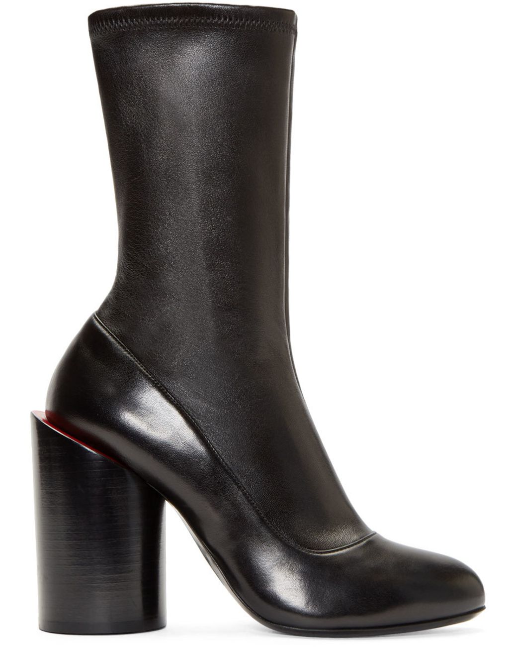 Givenchy Black Leather Wooden Heel Prive Boots | Lyst