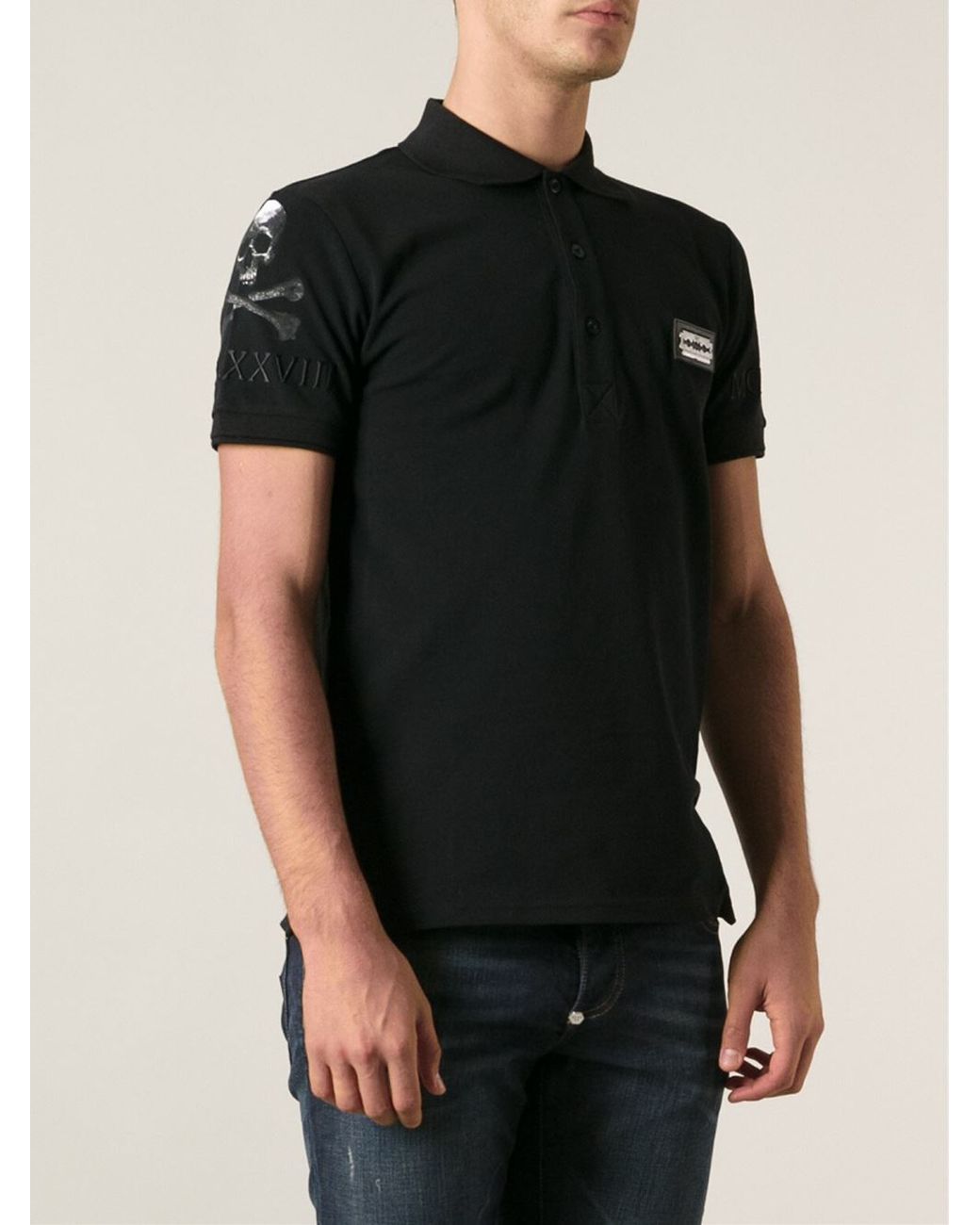 Philipp Plein Skull Polo Shirt in Black 